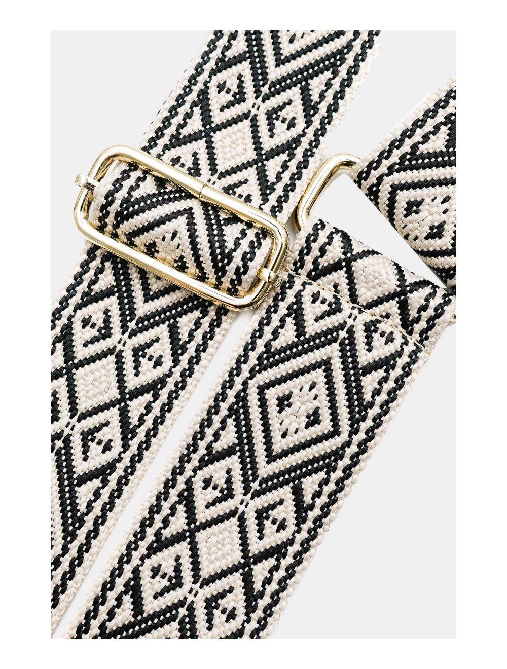 Tom&eva Sangle Bandoulière En Toile Coton Garnie En Cuir Vachette Grainé-9007-NOIR