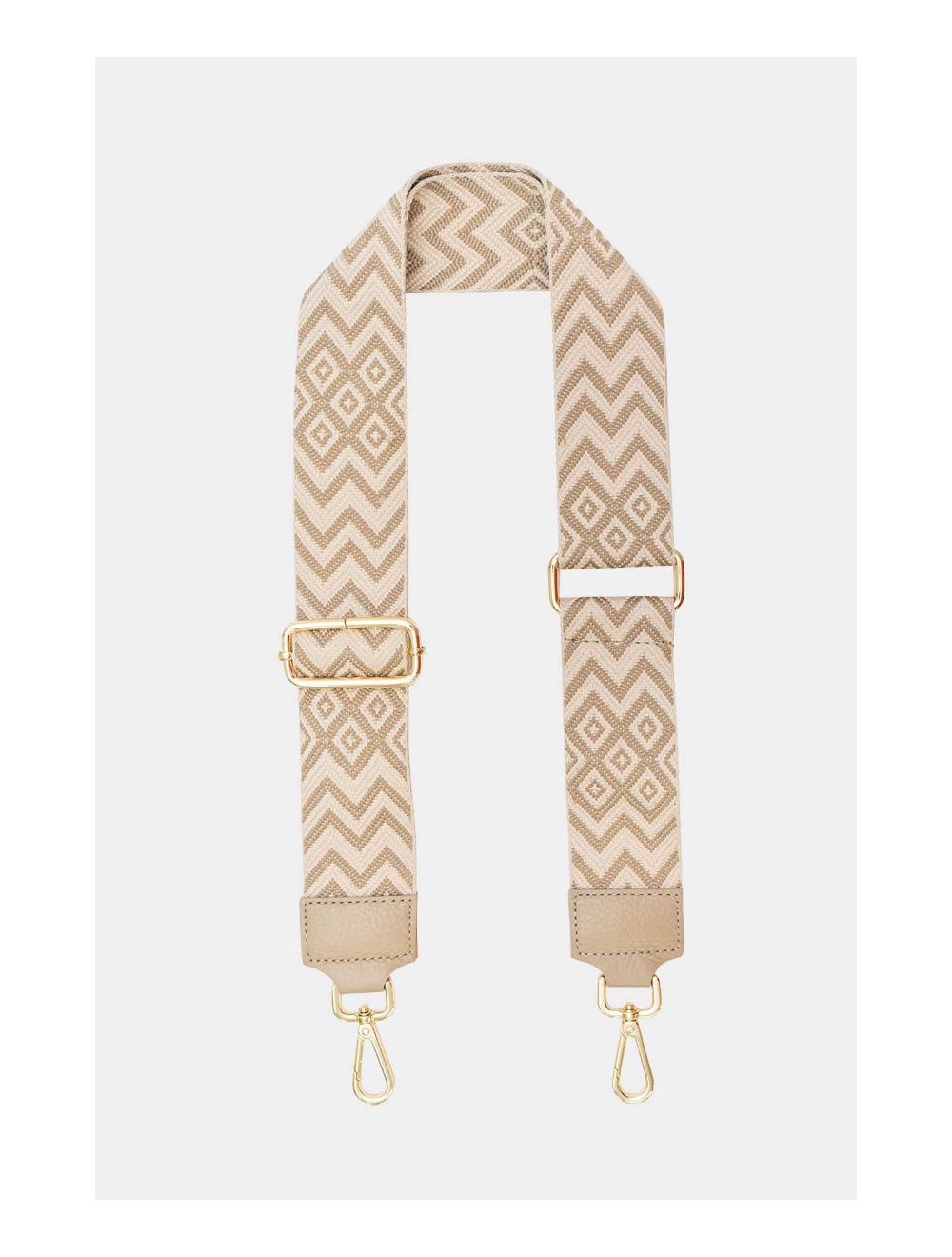 Tom&eva Sangle Bandoulière En Toile Coton Garnie En Cuir Vachette Grainé-SALLY 9005-Taupe