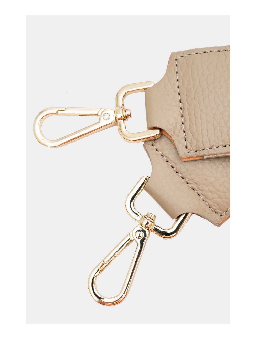 tom&eva Sangle Bandoulière en Toile Coton Garnie en Cuir Vachette Grainé-SALLY 9005-Taupe