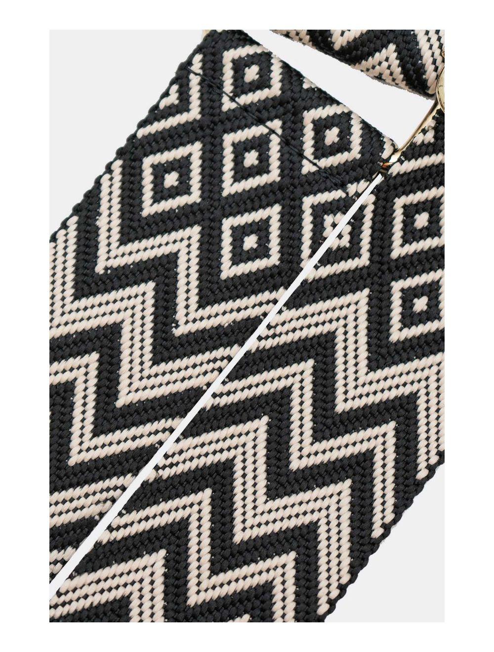 Tom&eva Sangle Bandoulière En Toile Coton Garnie En Cuir Vachette Grainé-SALLY 9005-Noir