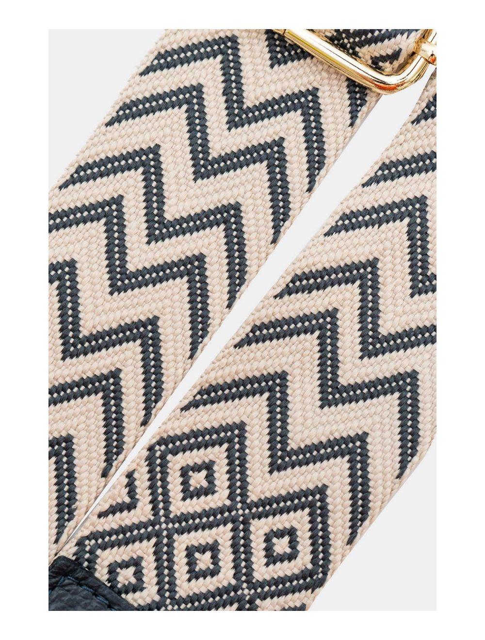 Tom&eva Sangle Bandoulière En Toile Coton Garnie En Cuir Vachette Grainé-SALLY 9005-Marine