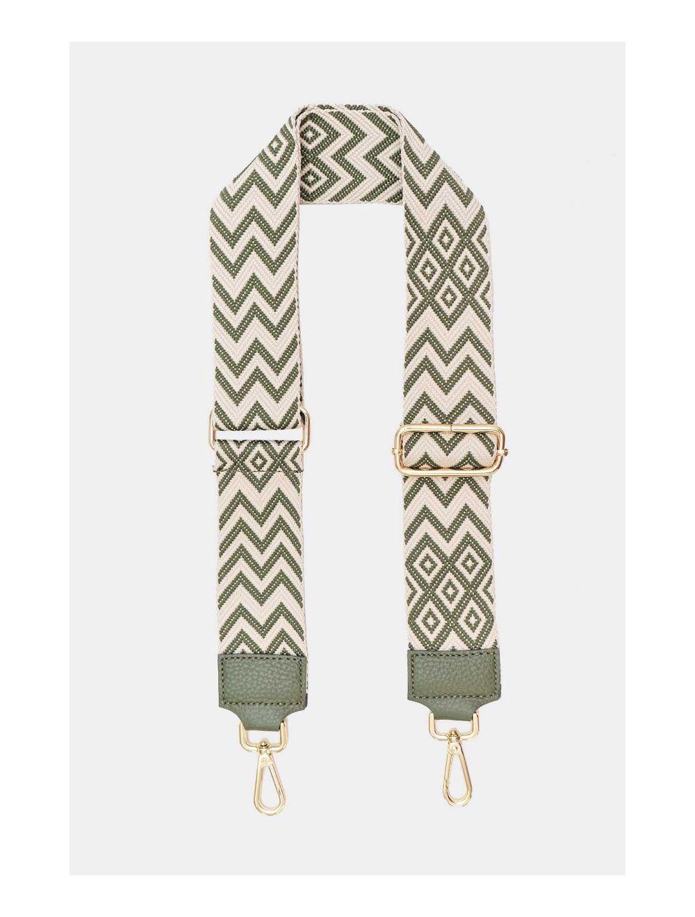 Tom&eva Sangle Bandoulière En Toile Coton Garnie En Cuir Vachette Grainé-SALLY 9005-Khaki