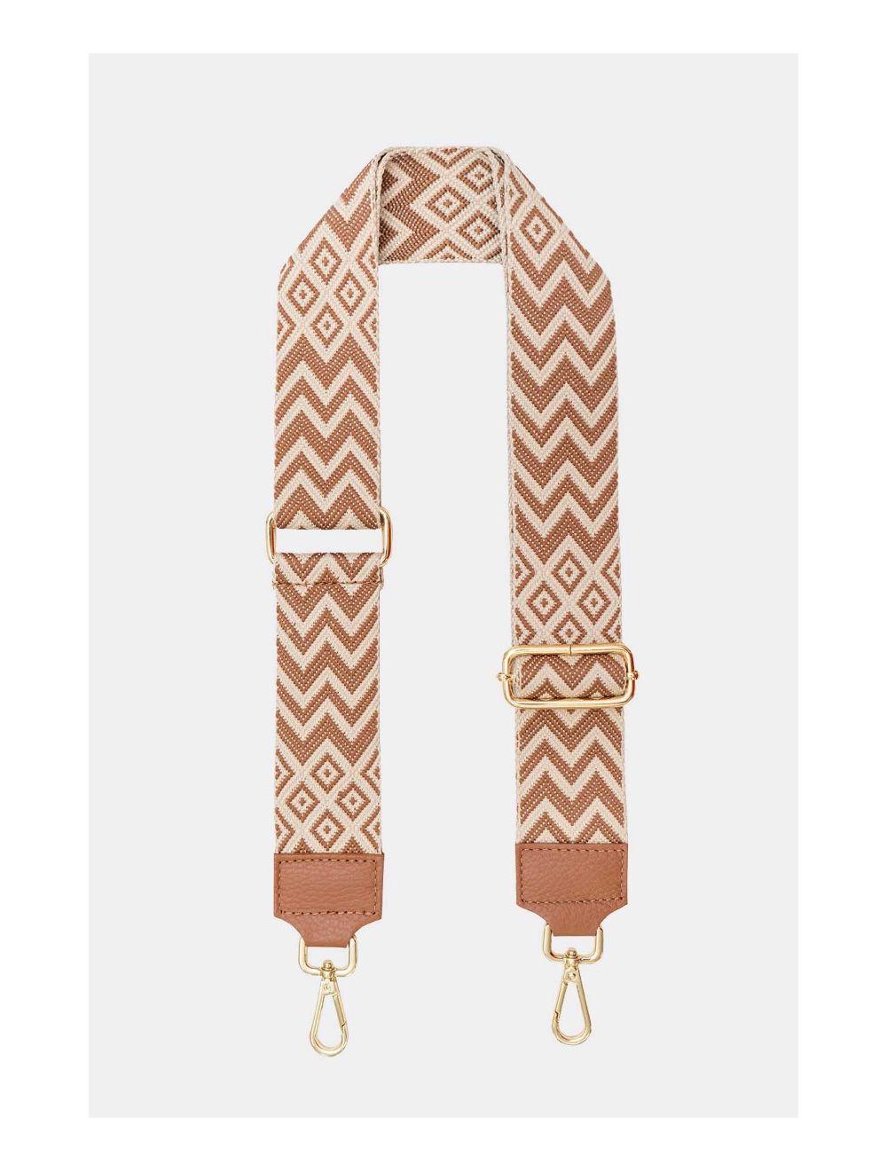 Tom&eva Sangle Bandoulière En Toile Coton Garnie En Cuir Vachette Grainé-SALLY 9005-Camel