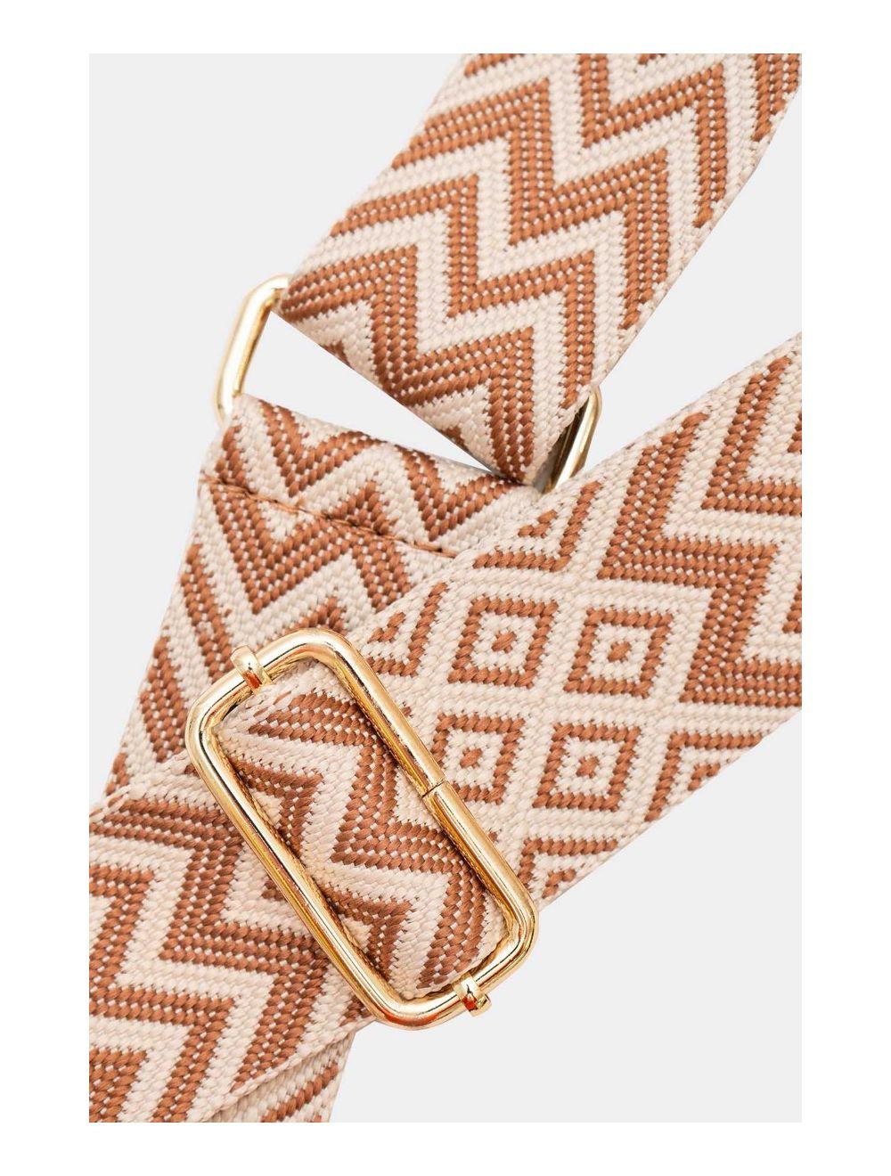 Tom&eva Sangle Bandoulière En Toile Coton Garnie En Cuir Vachette Grainé-SALLY 9005-Camel