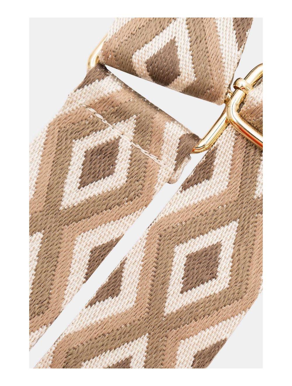 Tom&eva Sangle Bandoulière En Toile Coton Garnie En Cuir Vachette Grainé-SHERINE 9006-Taupe