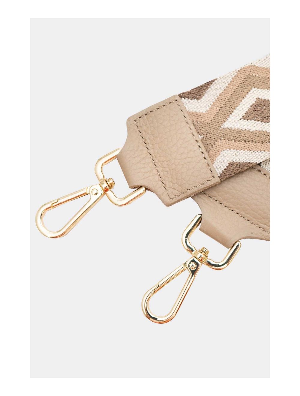 Tom&eva Sangle Bandoulière En Toile Coton Garnie En Cuir Vachette Grainé-SHERINE 9006-Taupe