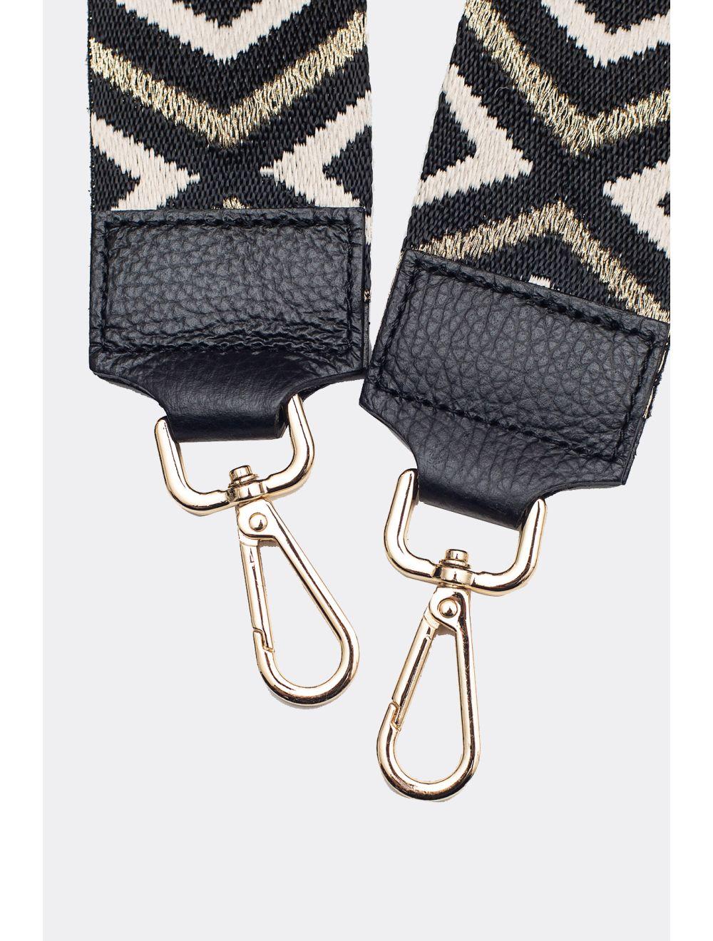 Tom&eva Sangle Bandoulière En Toile Coton Garnie En Cuir Vachette Grainé-YONA 9004-DORE