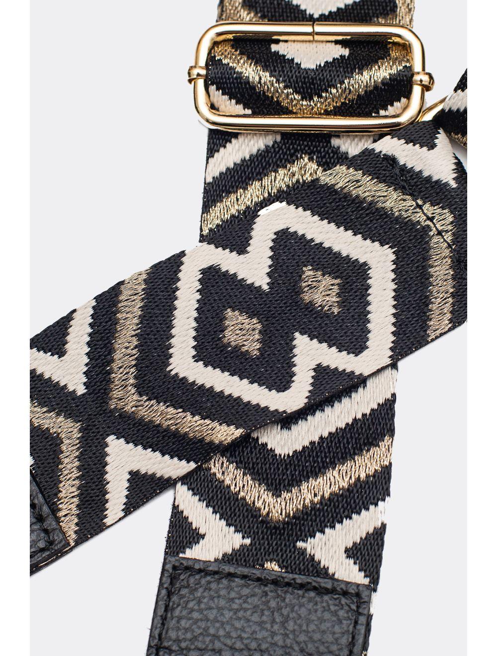 Tom&eva Sangle Bandoulière En Toile Coton Garnie En Cuir Vachette Grainé-YONA 9004-DORE