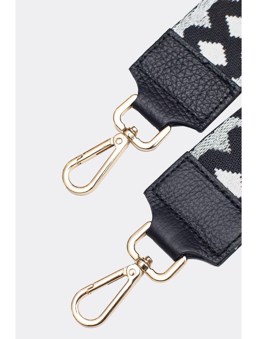 Tom&eva Sangle Bandoulière En Toile Coton Garnie En Cuir Vachette Grainé-YONA 9004-ARGENT