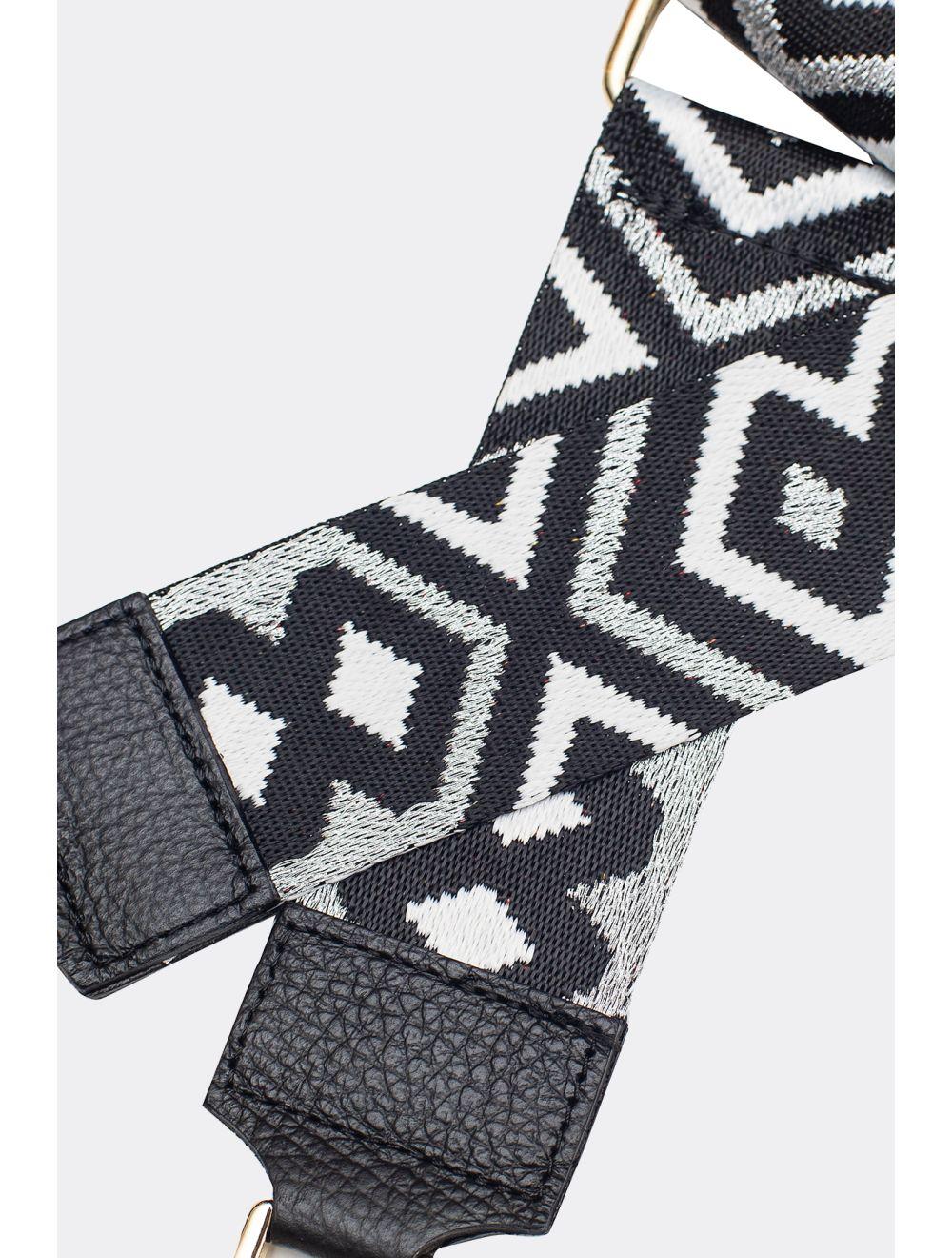 Tom&eva Sangle Bandoulière En Toile Coton Garnie En Cuir Vachette Grainé-YONA 9004-ARGENT