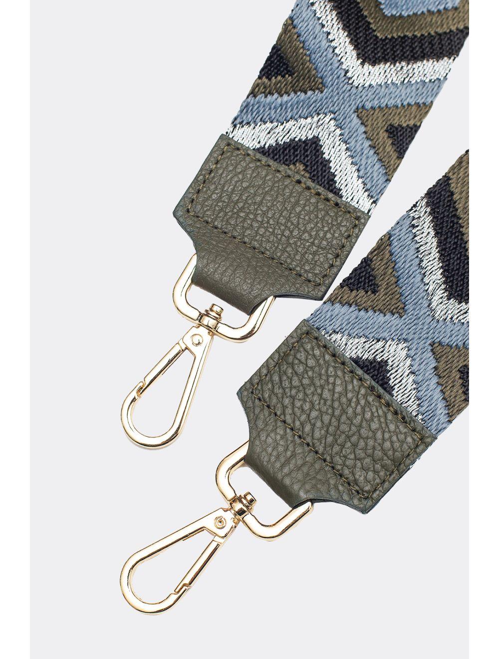 Tom&eva Sangle Bandoulière En Toile Coton Garnie En Cuir Vachette Grainé-YONA 9004-KAKI