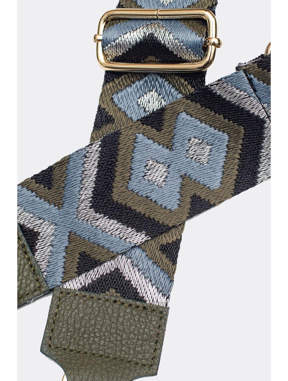 Tom&eva Sangle Bandoulière En Toile Coton Garnie En Cuir Vachette Grainé-YONA 9004-KAKI