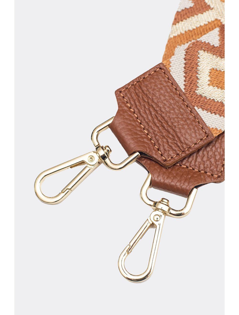 Tom&eva Sangle Bandoulière En Toile Coton Garnie En Cuir Vachette Grainé-YONA 9004-CAMEL