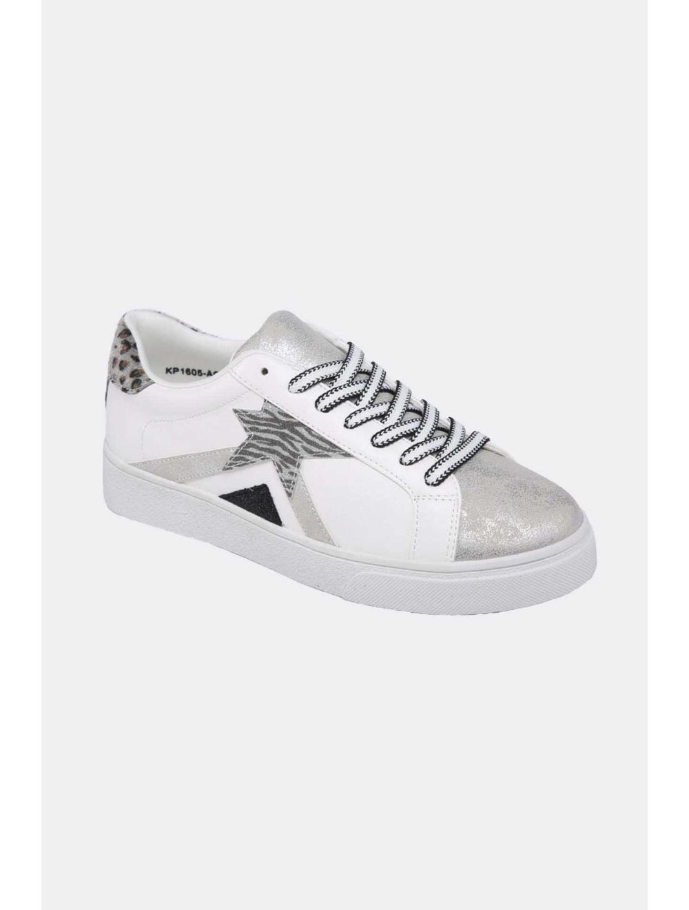 tom&eva Tennis Femme Matières Variées 24CH-KP1605-Argenté
