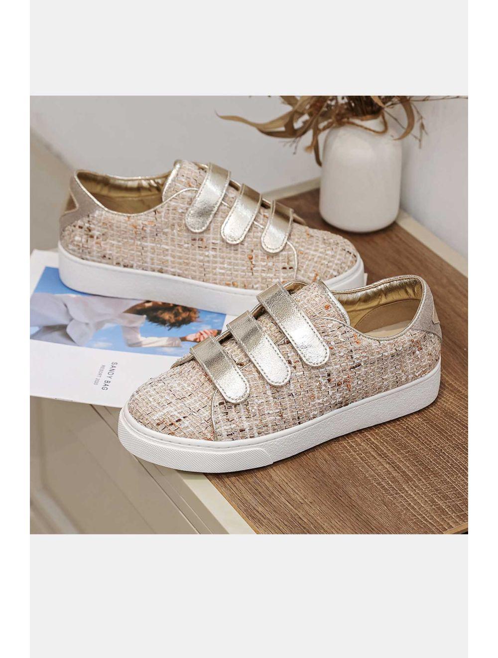 Tom&eva Tennis Femme Matières Variées 24CH-KP4382-BEIGE