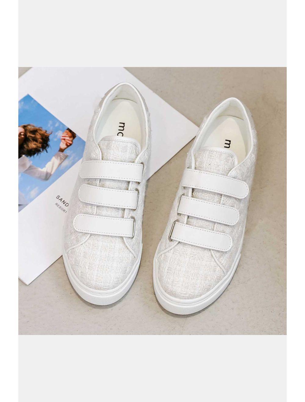 Tom&eva Tennis Femme Matières Variées 24CH-KP4382-BLANC