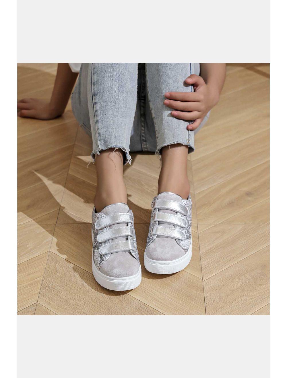 Tom&eva Tennis Femme Matières Variées 24CH-KP4764-Argent