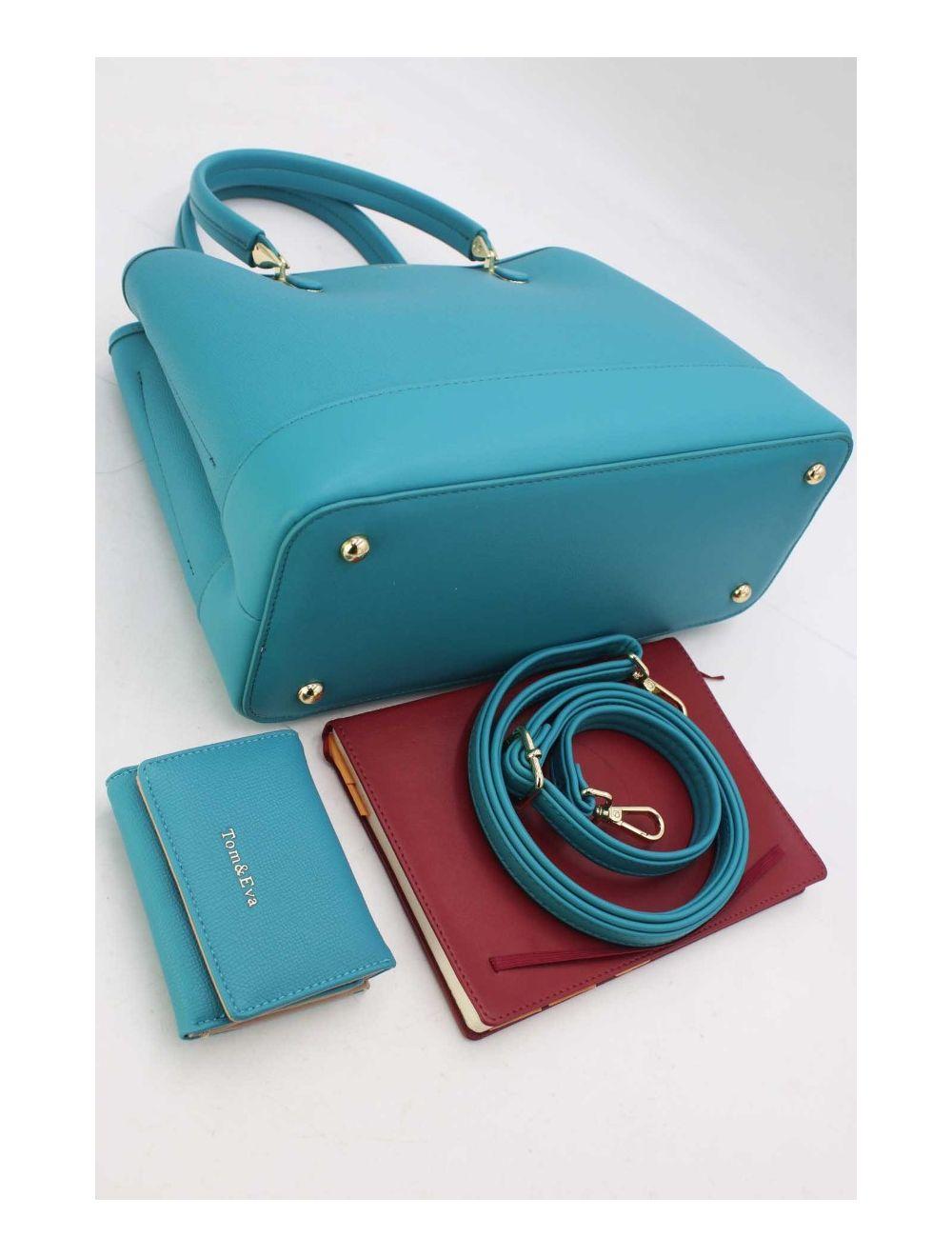 tom&eva Sac à Main 2-in-1 Classique 24B-6123-Bleu