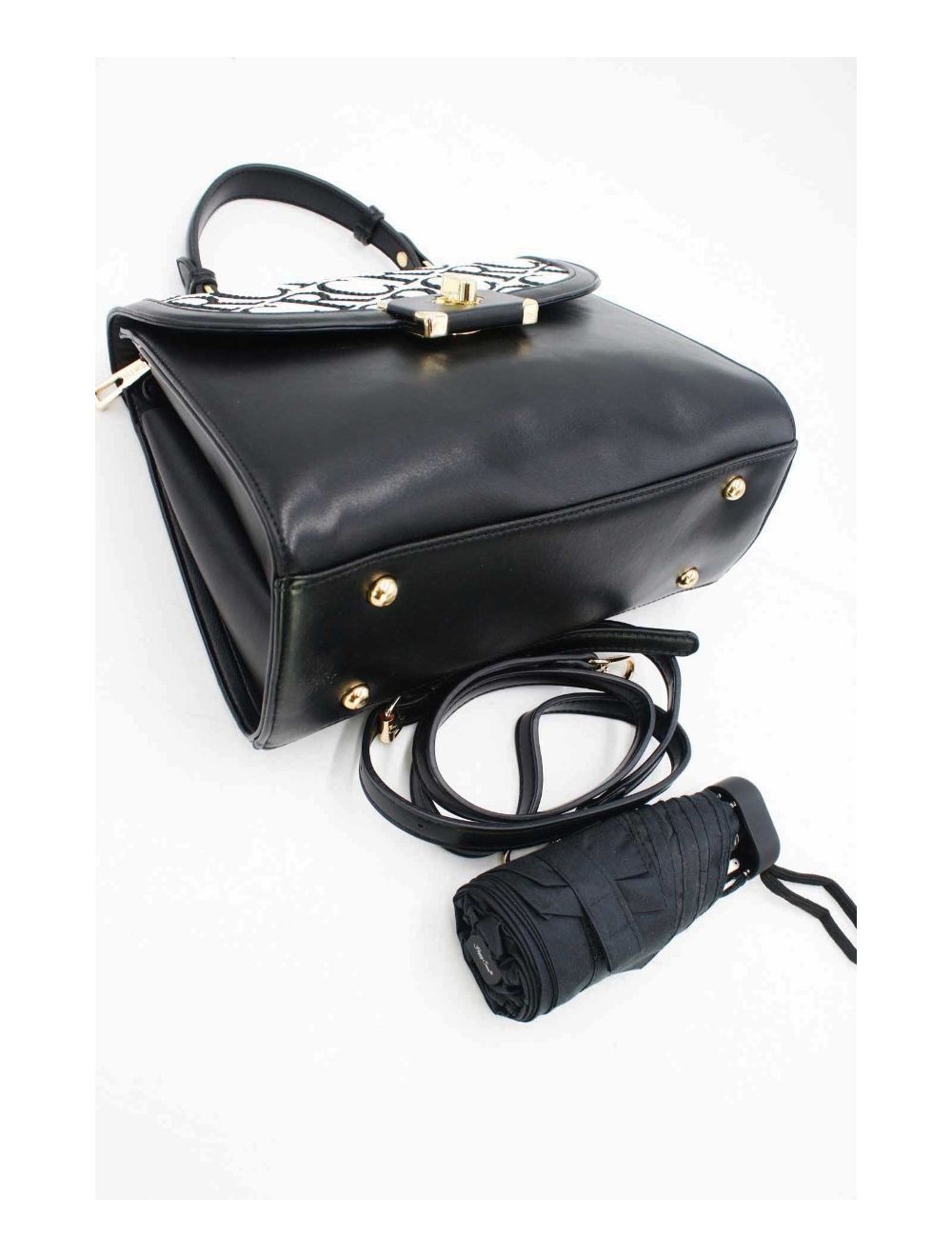tom&eva Sac à Main à Rabat Bordure-22B-5525-Black