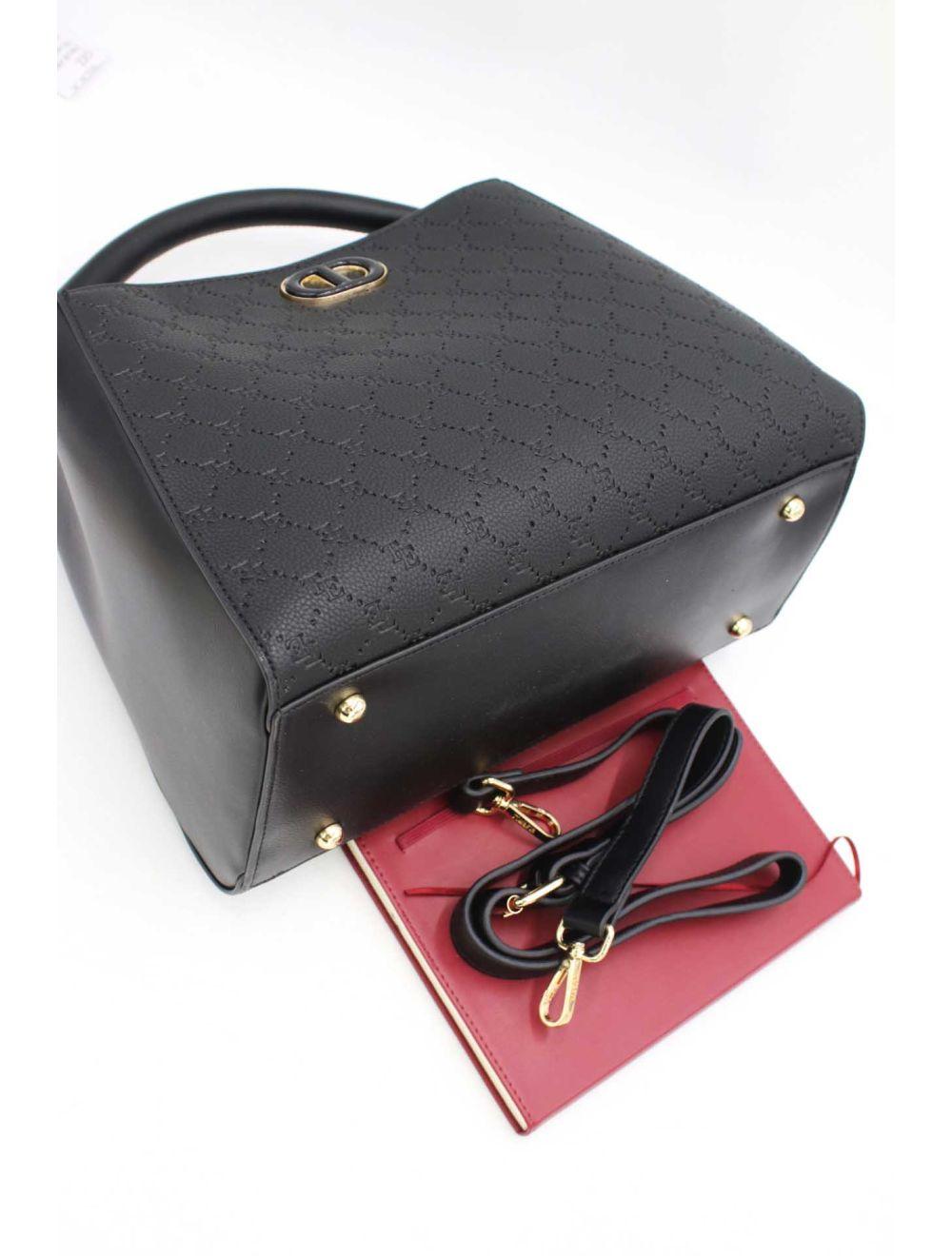 tom&eva Sac à Main Biface Embossé 6746A-Noir