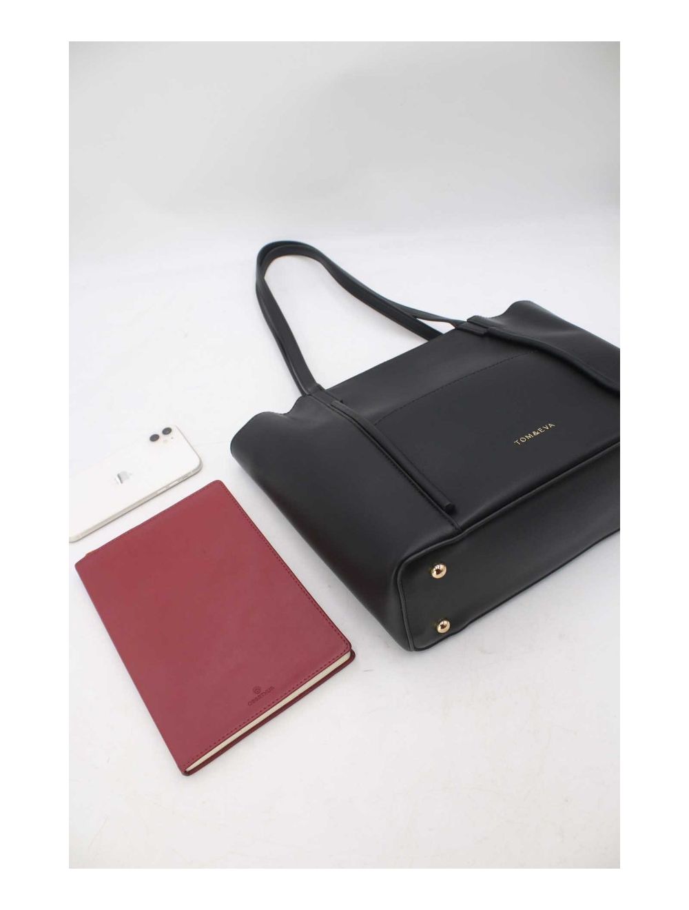 tom&eva Sac à Main Cabas Minimaliste 23B-5845-Noir