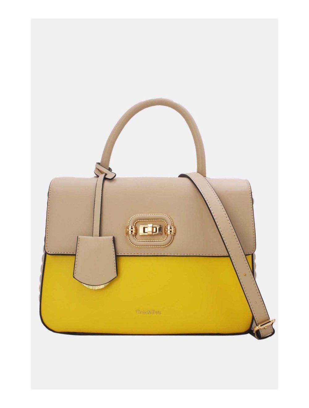 tom&eva Sac à Main Classique 24B-6054-Yellow/Khaki