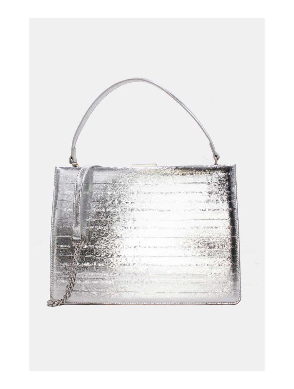 Tom&eva Sac à Main Effet Croco 24P-5870-Argenté