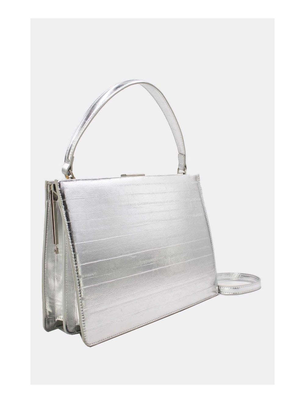 Tom&eva Sac à Main Effet Croco 24P-5870-Argenté