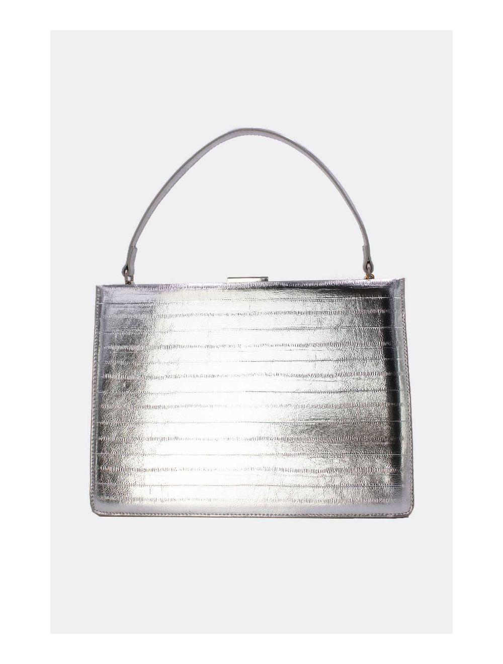 Tom&eva Sac à Main Effet Croco 24P-5870-Argenté