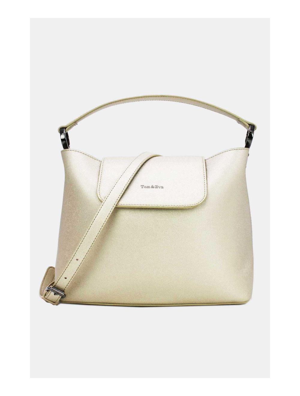 Tom&eva Sac à Main Effet Cuir à Rabat-6727-Gold