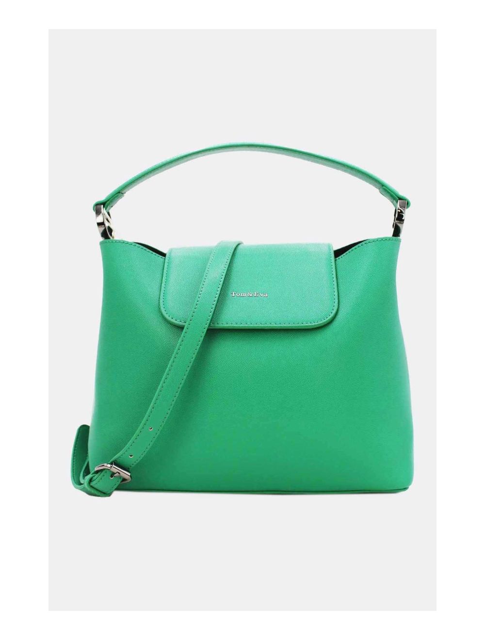 Tom&eva Sac à Main Effet Cuir à Rabat-6727-Green