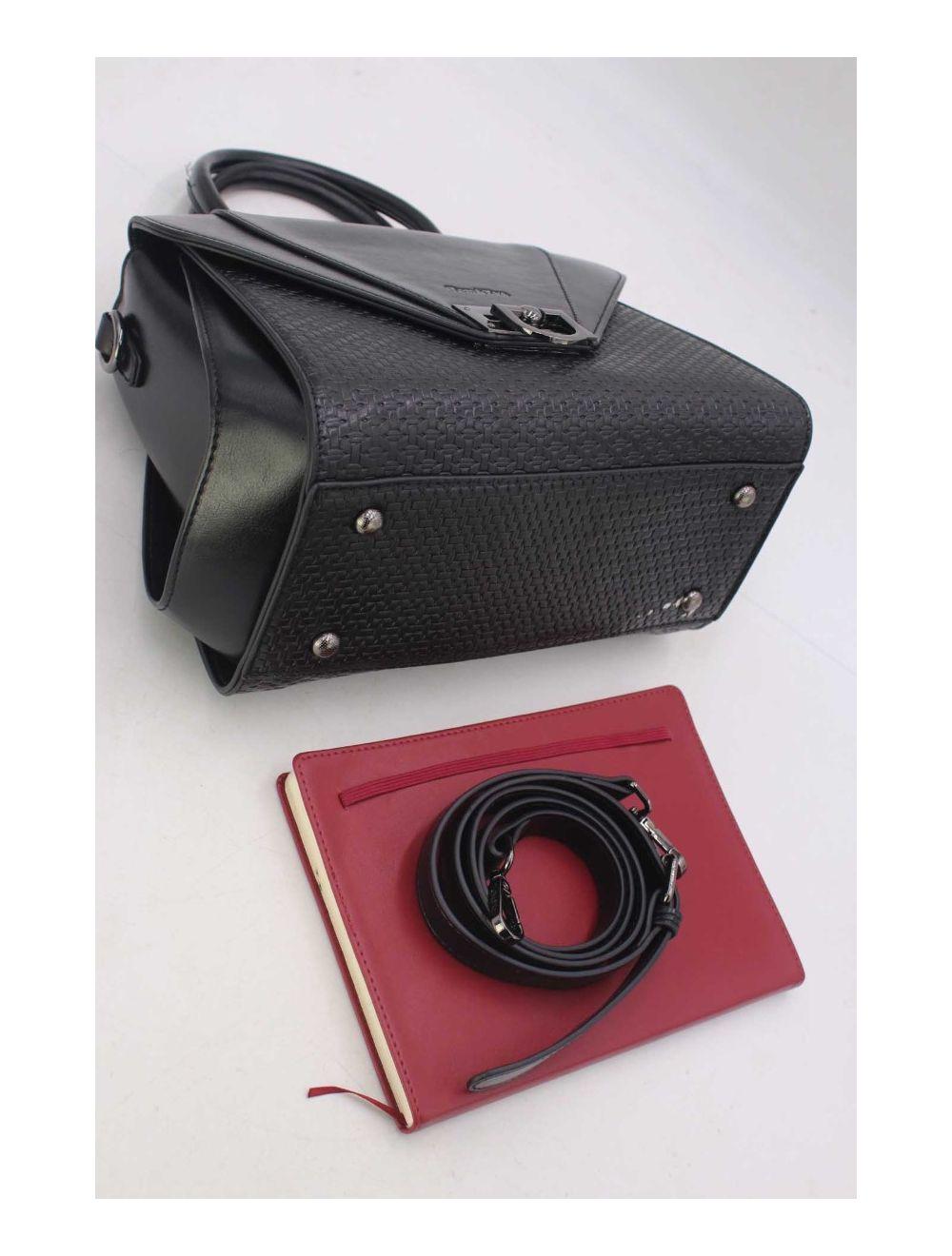 Tom&eva Sac à Main Effet Paille 24B-6117-Noir