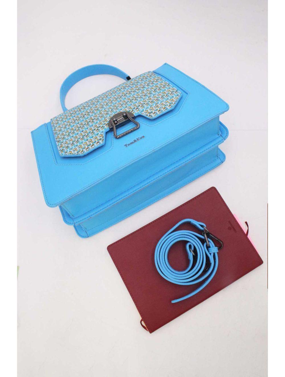 Tom&eva Sac à Main Effet Paille 24B-6129-Bleu
