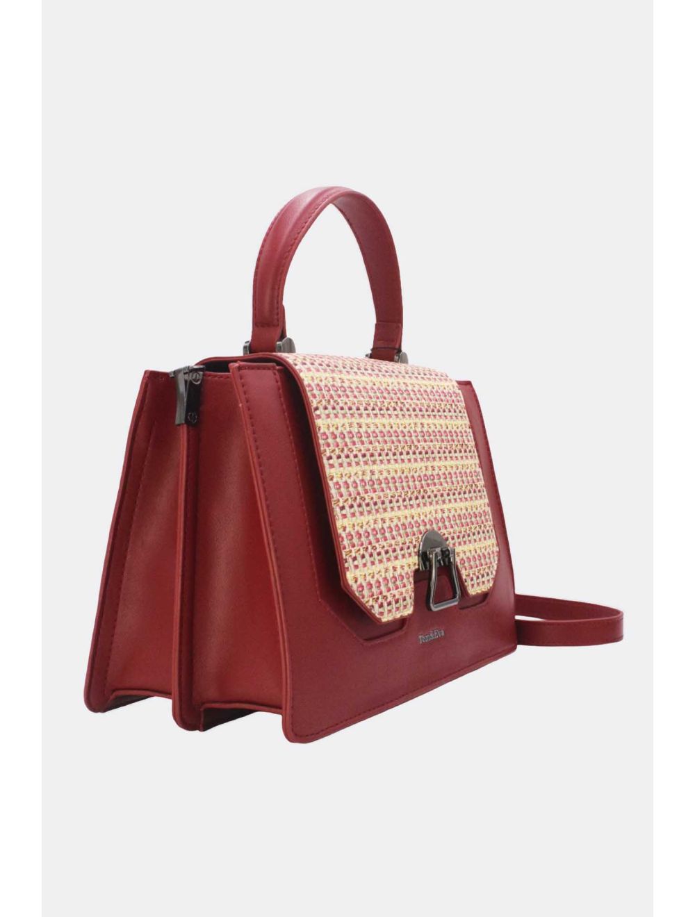 Tom&eva Sac à Main Effet Paille 24B-6129-Burgundy