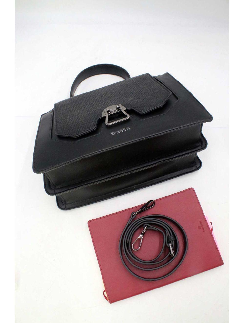 Tom&eva Sac à Main Effet Paille 24B-6129-Noir