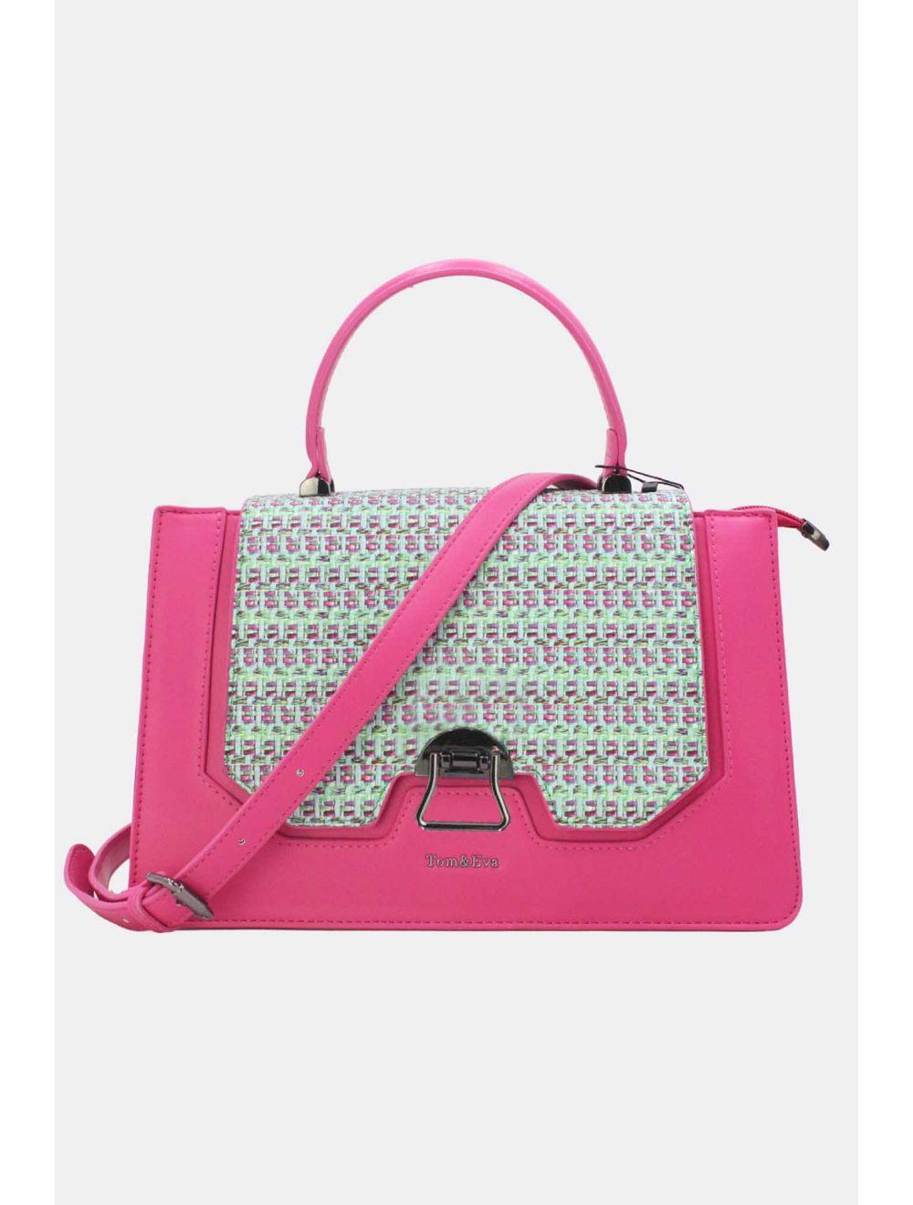 tom&eva Sac à Main Effet Paille 24B-6129-Pink