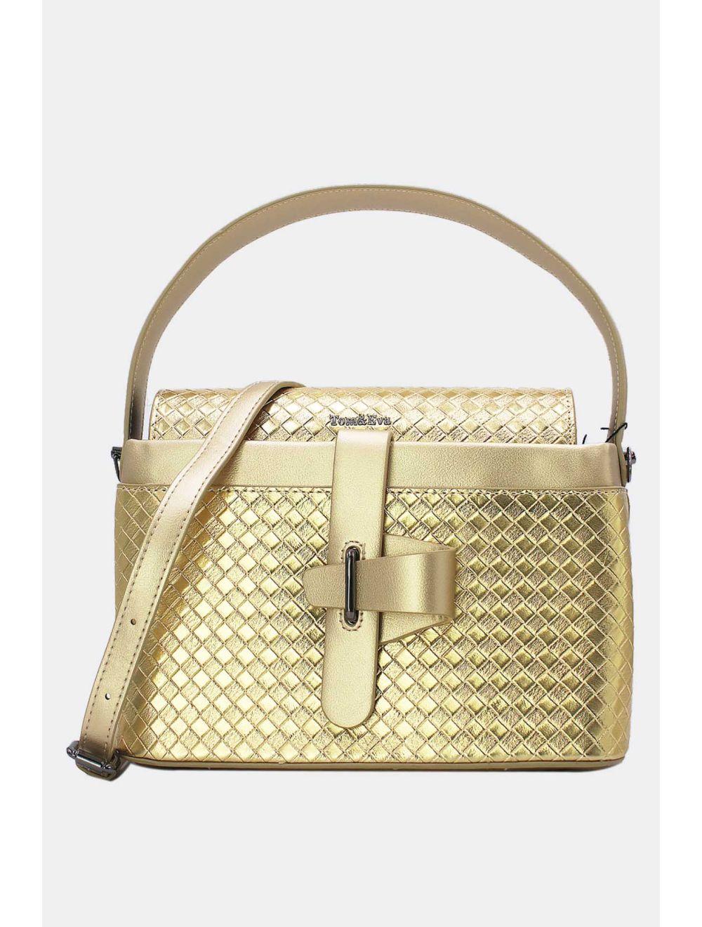 Tom&eva Sac à Main Effet Tissus Tressé 24B-6125-Or