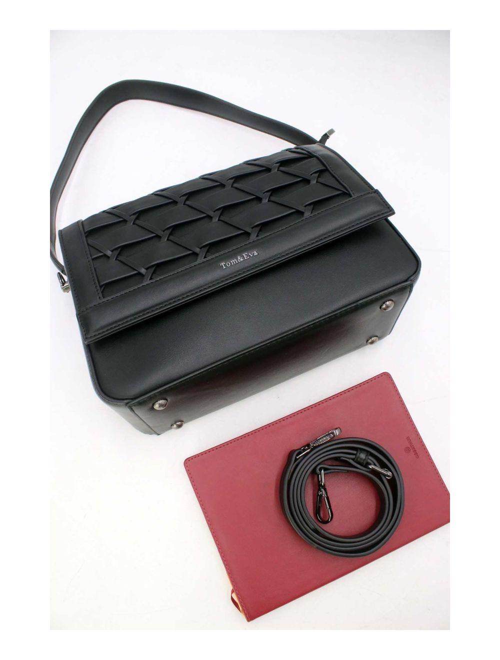 Tom&eva Sac à Main Effet Tressé 24B-6091-Noir