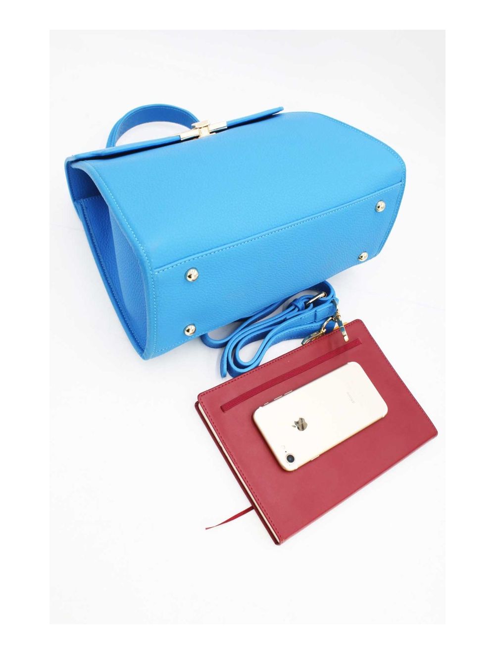 Tom&eva Sac à Main En Relief Litchi 6898S-Bleu