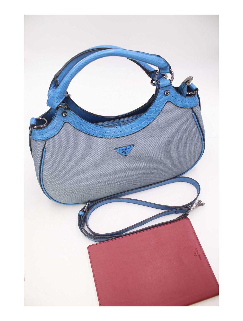 Tom&eva Sac à Main Femme Effet Tissu 24B-6058-Bleu