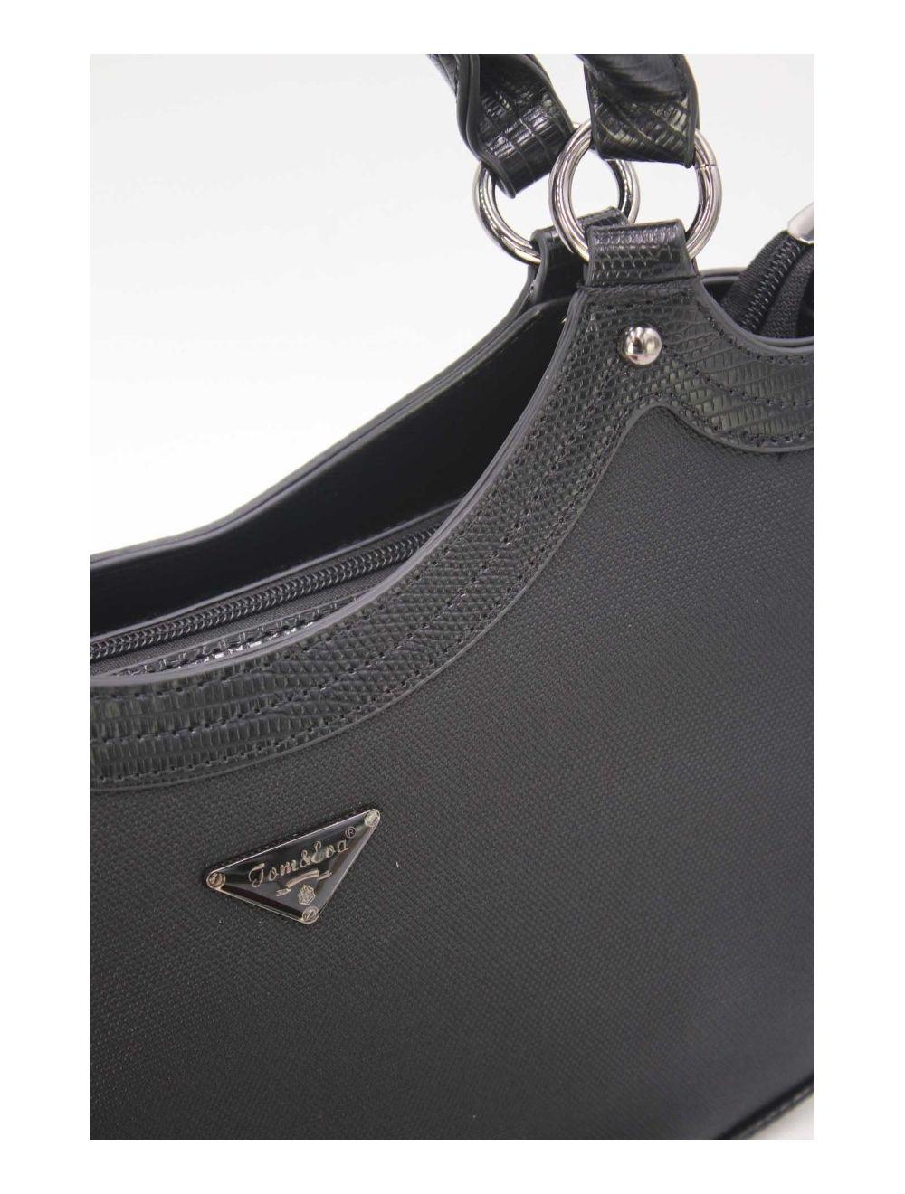 tom&eva Sac à Main Femme Effet Tissu 24B-6058-Noir