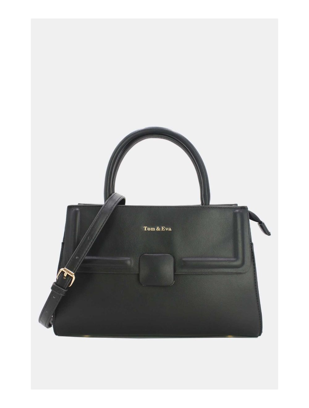 tom&eva Sac à Main Moderne Boucle Carré-6906-Noir