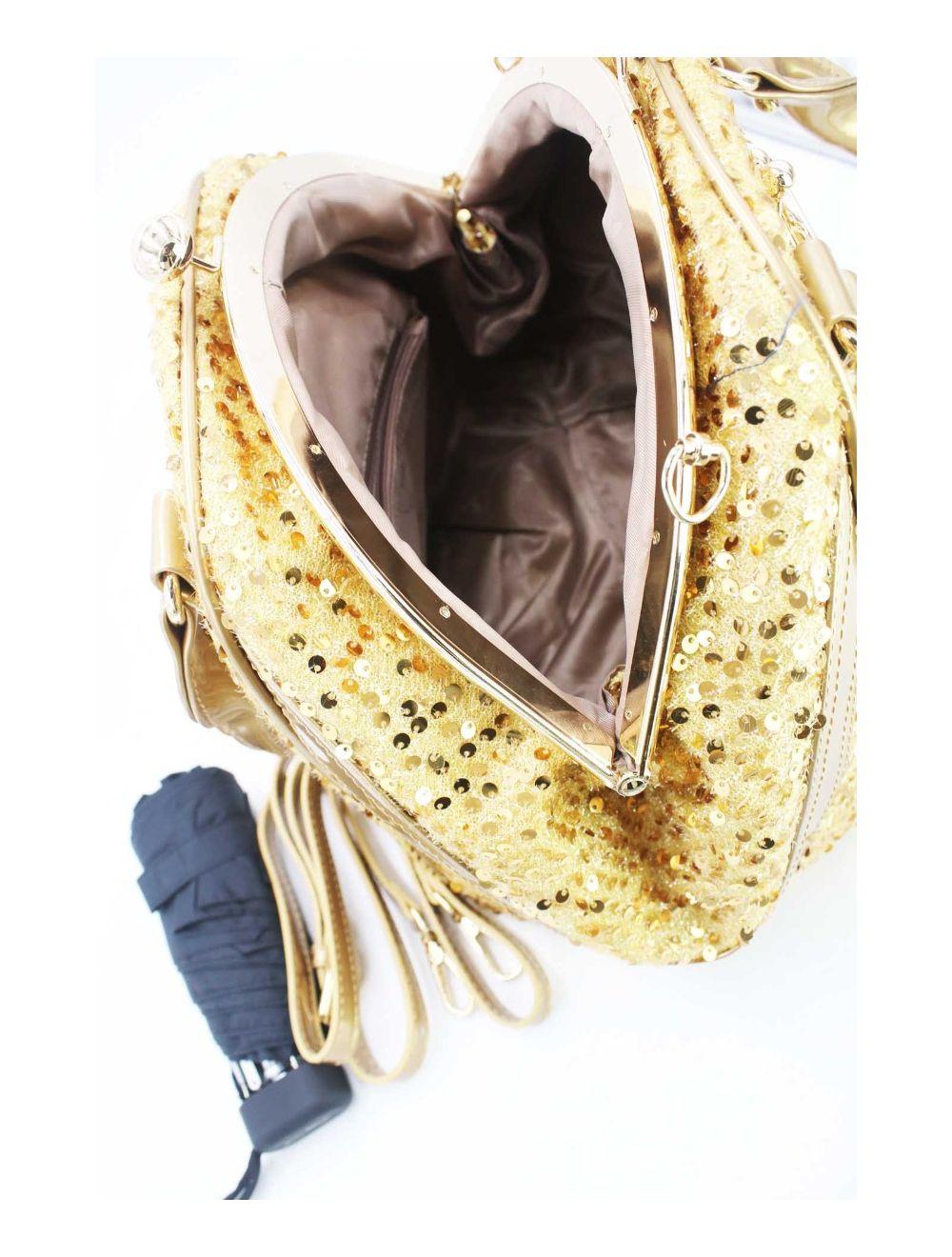 tom&eva Sac à Main Orné de Sequins-15B-834-Gold