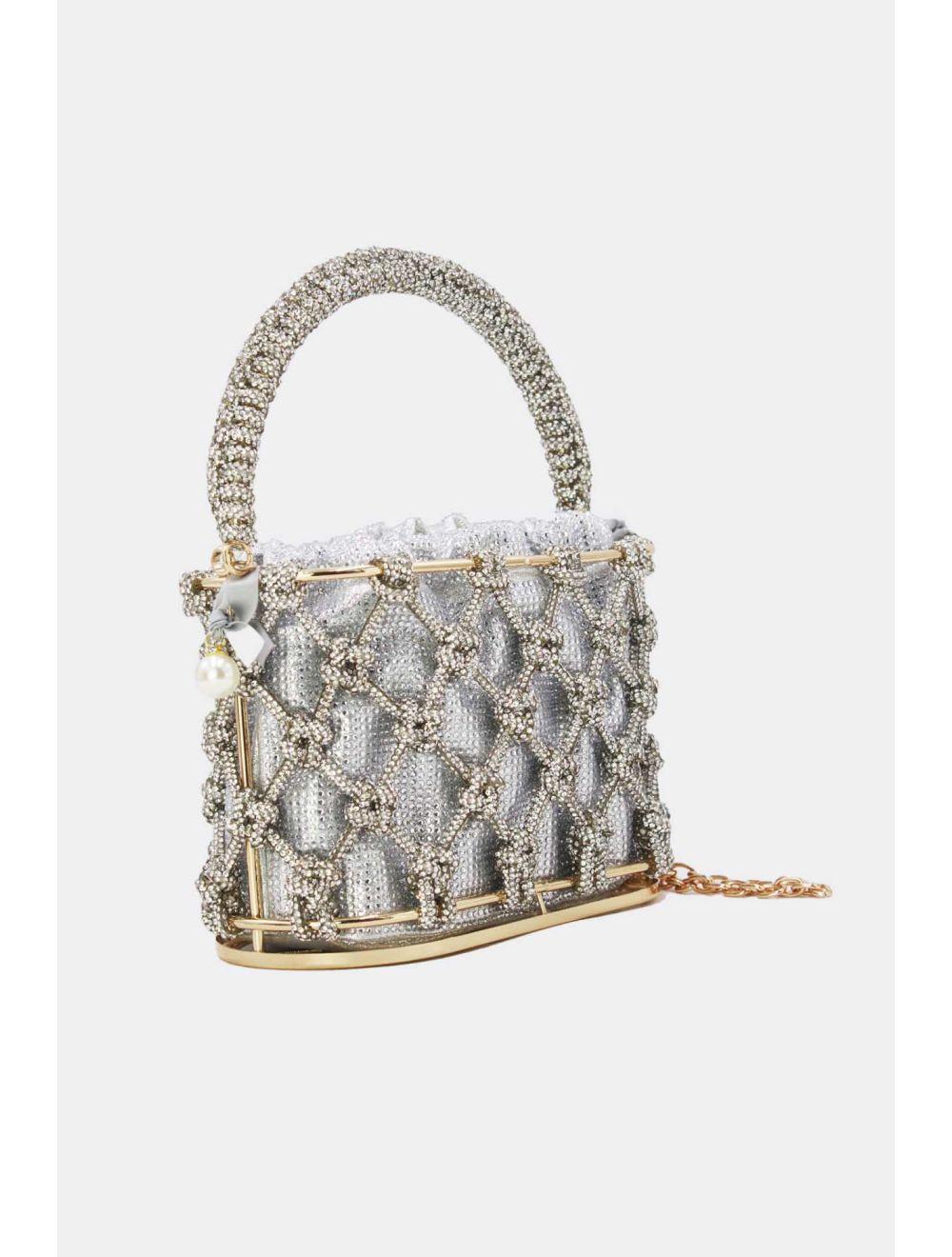 Tom&eva Sac à Main Soirée Strass 24P-5858-Argenté
