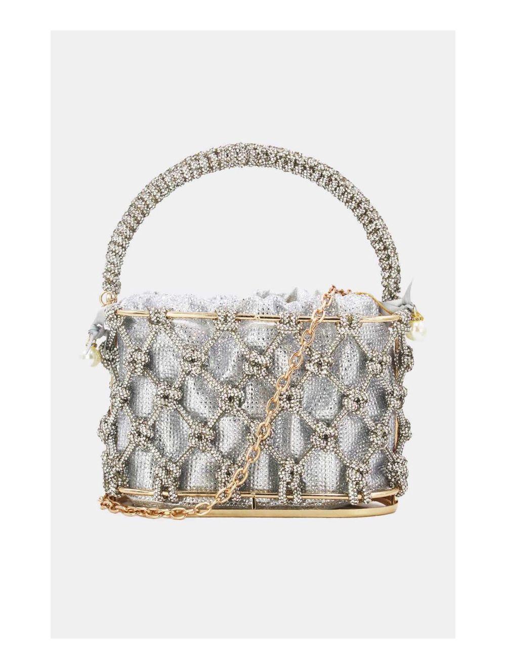 tom&eva Sac à Main Soirée Strass 24P-5858-Argenté