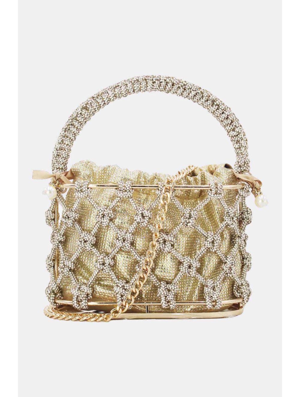 Tom&eva Sac à Main Soirée Strass 24P-5858-Doré