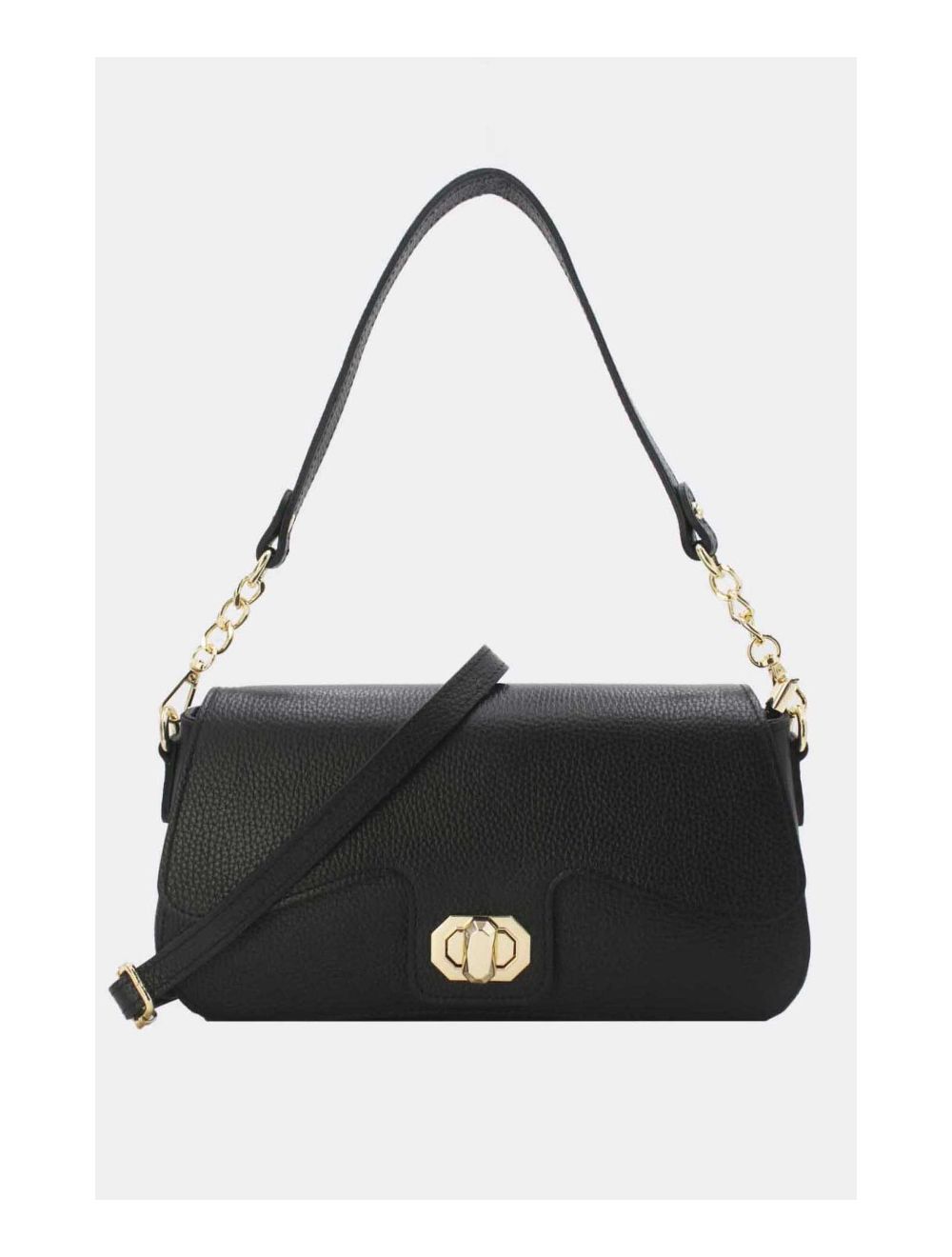 Tom&eva Sac Baguette Vachette Grainée 24C-898-Noir