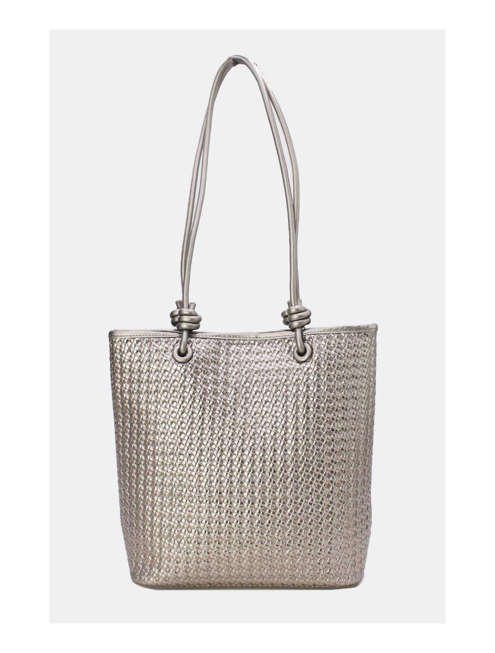 Tom&eva Sac Cabas Effet Tressé 24B-6096-Argenté
