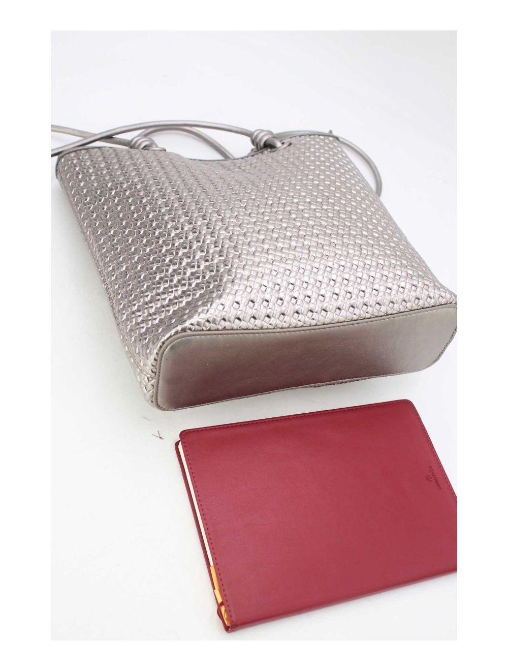 tom&eva Sac Cabas Effet Tressé 24B-6096-Argenté