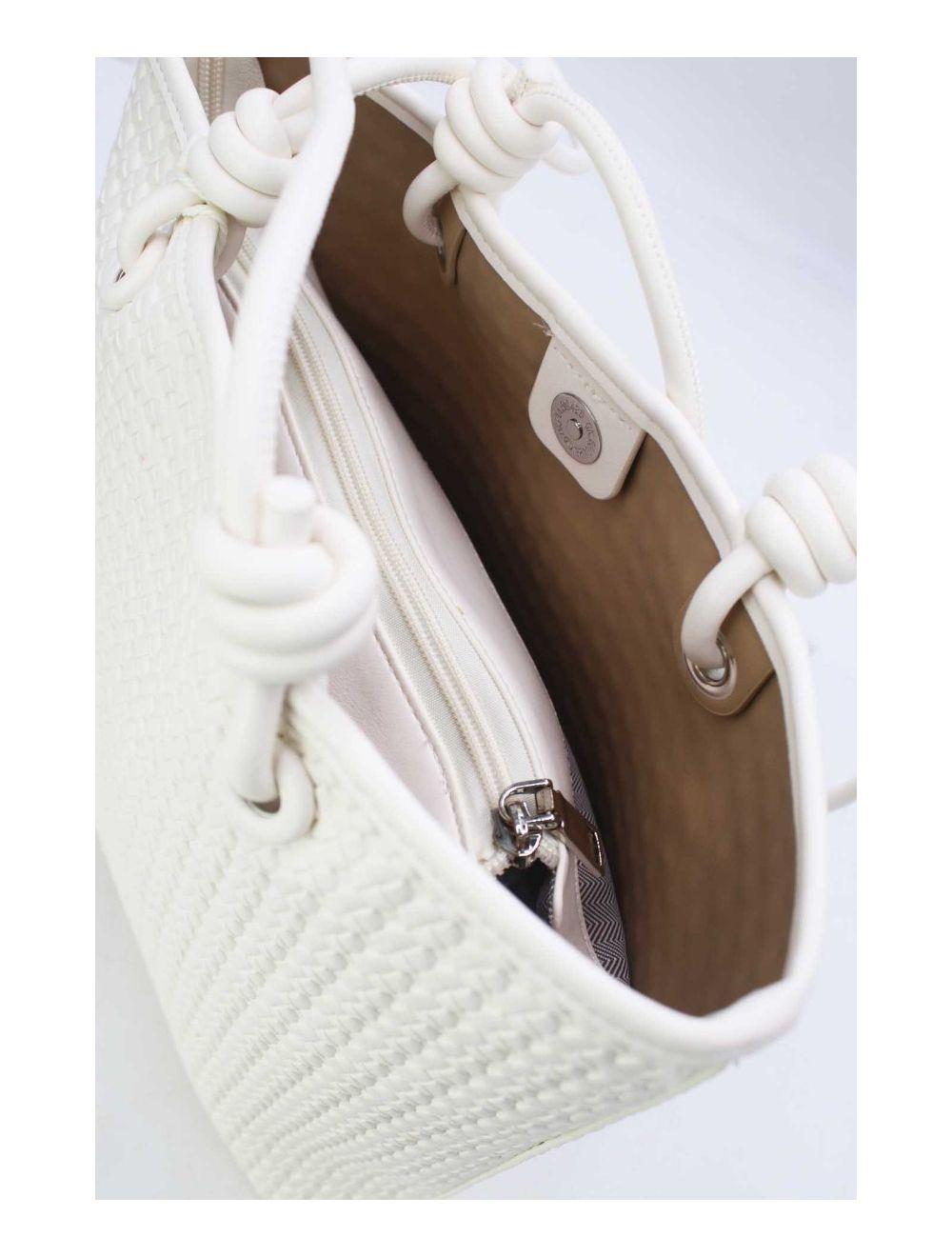 Tom&eva Sac Cabas Effet Tressé 24B-6096-Blanc